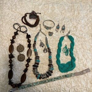 Turquoise and Silver Necklace Set